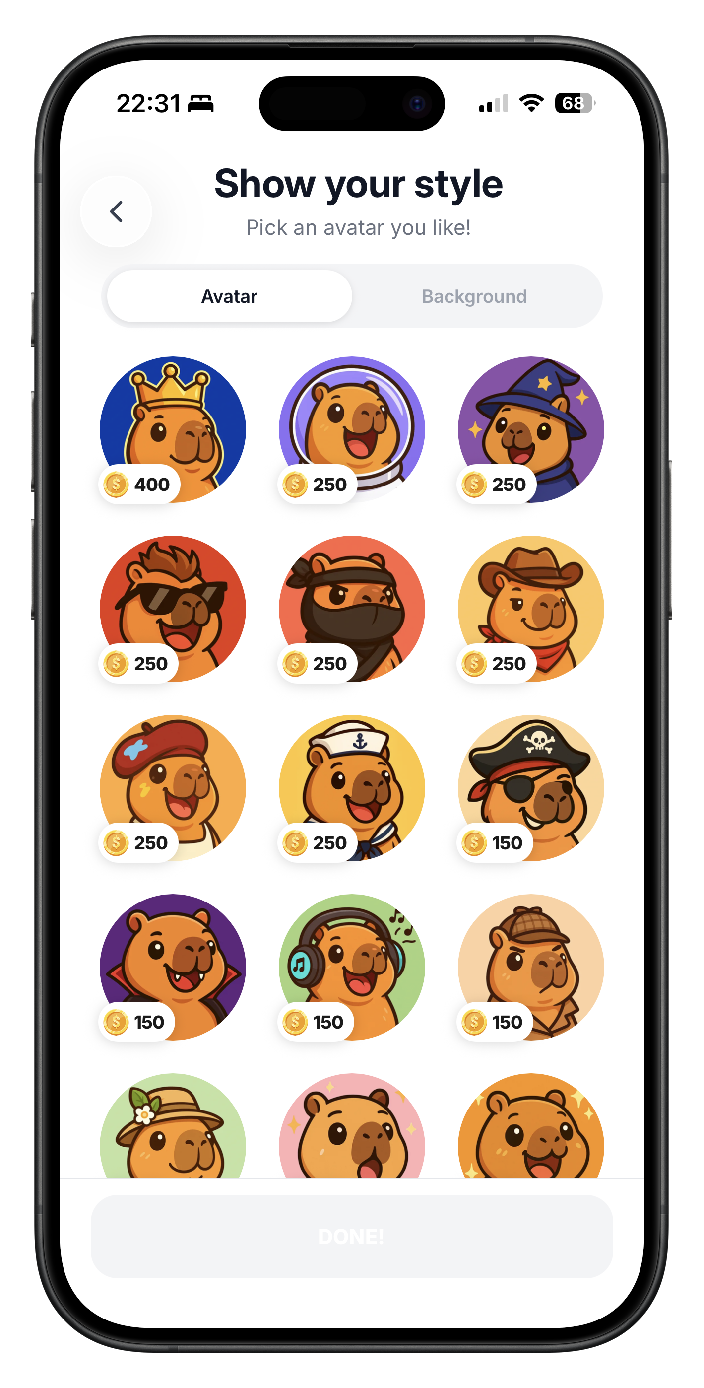 Zuppy avatar selection